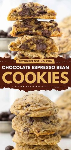 A must-try baking recipe! It's an easy dessert idea for coffee lovers. Loaded with chocolate-covered espresso beans, these extra soft, chewy coffee cookies are irresistible especially when served warm! Espresso Powder Recipes, Easy Dessert Idea, Bean Cookies, Andes Mint Cookies, Chocolate Coffee Beans, Easy Homemade Cookies, Chocolate Covered Coffee Beans