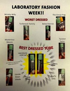 an advertisement for the best dressed tube laboratory fashion week, which includes several different types of tubes