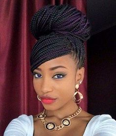 Easy to do long box braids hairstyles. Ways to style your box braids. Exquisite long box braid hairdo. Rocking box braid hairstyle. Ideas about box braid. Box Braids Bun, Big Box Braids, Braided Hairdo, Big Box Braids Hairstyles