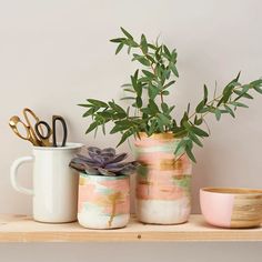 Make an air dry clay pot to brighten up your desk! | Gathered