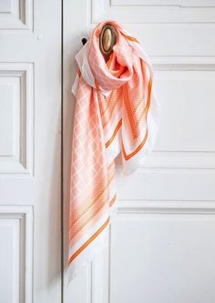 Peach Style Decorations photo Scarf Photoshoot, Peach Colour Combinations, Coral Scarf, Silk Scarf Design, Perfect Peach