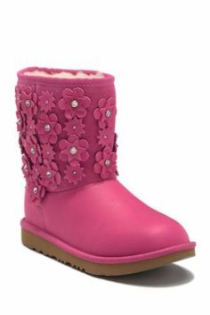 Brand New Youth Girl's Ugg Australia Suede Boots Shoes Floral Appliques With Stud, Pearl & Crystal Details Add A Sweet Girly Touch To Our Classic Short Silhouette Fitted With Our Featherlight, Cushioning Insole,  They’re Easy To Tote Around When She Kicks Them Off After A Long Day Of Play Description: Brand New With Out Box  100% Authentic UGG AUSTRALIA Purchased Directly From Mall Department Store Youth Girls Leather/Suede Classic Short II Petal Pull-up Short Boots Sheepskin Shearling Ultra Com Teen Boots, Pink Ugg Boots, Ugg Classic Short, Denim Skirt Women, Kids Uggs, Suede Leather Boots, Leather Boot Shoes, Pink Petals, Leather Flowers