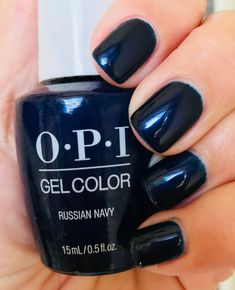 Opi Russian Navy Nails, Navy Blue Nails Opi Gel, Opi Russian Navy Gel, Trendy Nails Opi, Opi Dark Blue Nail Polish, Opi Navy Blue Polish Gel, Opi Navy Blue Polish, Russian Navy Nails, Navy Manicure