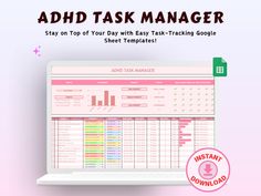 Say goodbye to overwhelming to-do lists and hello to a colorful, ADHD-friendly tool that makes managing your tasks so much easier!  💖💙 Choose your vibe with Pink, or Blue, or customize the colors to suit your style 🎨 and let this spreadsheet take the stress out of staying organized. Here's why you'll love it: ✔️ Auto-fill Tasks: Just fill in your to-dos, and watch the magic happen as the sheet automatically categorizes and visualizes your progress. ✔️ Category Breakdown: Instantly see which categories are taking up most of your time with a clean, color-coded breakdown. ✔️ Responsive Filters: Want to focus on today's tasks or just that big project? One click, and you're in control with the easy filter function. Sneak Peek: Open the sheet and experience how effortlessly it organizes every Google Spreadsheet, Goal Tracker, Google Sheets, Personal Goals, Stressed Out, Staying Organized, Life Planner, Digital Planner, To Do List