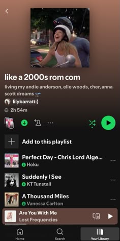 an iphone screen showing the music player's playlist and other items on it