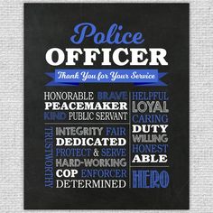 a police officer appreciation card with the words thank you for your service