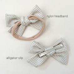 + Pack of 2 bows on a stretchy nylon headband or alligator clip.+ Nylon headband is soft, stretchy & delicate so it wont be too tight on your little one's head!+ These bows are handmade so they may vary slightly in size - approximately 2" x 3"+ Color may appear slightly different than the photo due to lighting.+ Every bow is unique and print placement will not be exactly as shown in photo.This item is FINAL SALE Baby Bow Clips, Toddler Hair Accessories, Bow Headbands, Crochet Bows, Mini Bow, Tiny Bow, Toddler Bows, Baby Hair Clips, Bow Clip