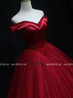 Buy Off Shoulder Burgundy Ball Gown Prom Dress With Beading id#TZ1302 at SheProm. SheProm.com is an online store with thousands of formal dresses. Shop 100% authentic prom dresses with free standard shipping. Burgundy Ball Gown, Ball Gown Prom Dress, Gown Prom, Ball Gowns Prom, Beads Online, Prom Dresses Ball Gown, Evening Party Dress, Formal Party, Style Dresses