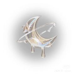 a silver brooch with an arrow in the middle and stars on it's back