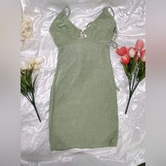 This Dress Has Never Been Worn, Brand New. Light Green Mini Dress. Light Green Mini Dress, Embellished Cocktail Dress, Boho Tunic Dress, Sequin Sheath Dress, One Sleeve Dress, Fame And Partners, Iconic Dresses, Lace Cutout, Floral Embroidered Dress