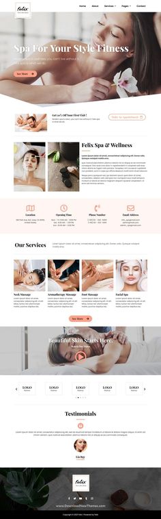 the website design for spa salons