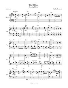 sheet music with the words, the office