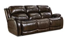 a brown leather reclining sofa on a white background