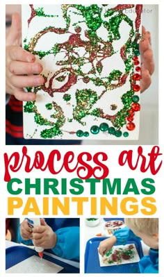 process art christmas paintings for kids to make