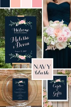 navy and pink wedding color scheme