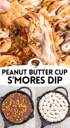 Peanut Butter Cup S'mores Dip Walking Smores, Peanut Butter Smores Dip, Smores Desserts, Campfire Desserts, Smores Dessert, Peanut Butter Truffles, Reese's Pieces, Peanut Butter Cupcakes, Sweet Dips