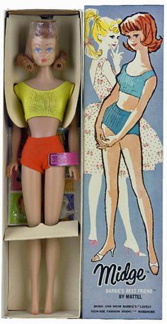 a barbie doll in a box next to an empty package for the doll's body