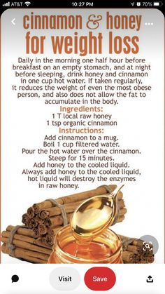 Honey Benefits, Resep Diet, Detox Drinks Recipes, Honey And Cinnamon, Healthy Ideas, Natural Remedy, Detox Smoothie, Healthy Nutrition, Detox Drinks