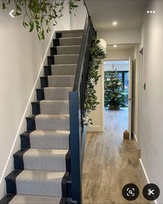 the stairs in this house are painted white and black