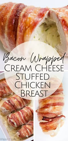 bacon wrapped cream cheese stuffed chicken breast is an easy and delicious appetizer for any occasion