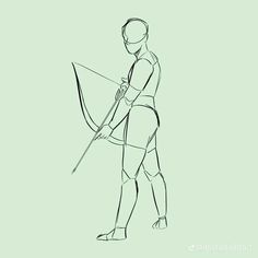 a drawing of a man holding a bow and arrow