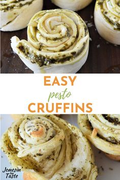 easy pesto crufffins recipe with text overlay