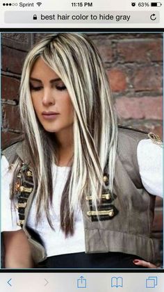 Hair Best Grey Hair Dye, Dark Brown Hair With Blonde Highlights, Platinum Blonde Highlights, Grey Hair Dye, Platinum Blonde Hair Color, Hair Highlights And Lowlights, Latest Hair Color, Covering Gray Hair, Brown Hair With Blonde Highlights