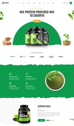 the website design is designed to look like it has green leaves on top and bottom