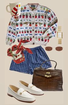 Aesthetic Library Outfit, Primary Color Fashion, Eclectic Grandma Aesthetic, Eclectic Grandpa Summer, Food Inspired Fashion, Spring Palette Outfits, Grandpa Aesthetic Outfit, Grandpa Cardigan Outfit, Grandpa Cardigan Outfit Aesthetic