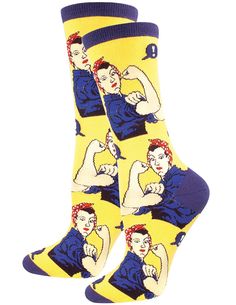 PRICES MAY VARY. Women's crew length sock Fits women's shoes sizes 5-10 Made in Korea Designed in California Rosie The Riviter, Women Crew Socks, Retro Pin Up, Rosie The Riveter, Funny Socks, Novelty Socks, Ebay Clothing, Women Humor, Cool Socks