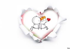 an image of two people in the shape of a heart with one holding a piece of paper