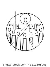 a drawing of a circular object with lines and dots in the center on a white background