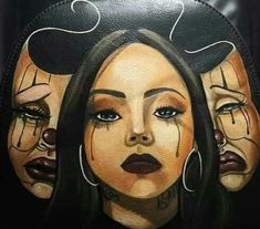 three women with makeup painted on their faces