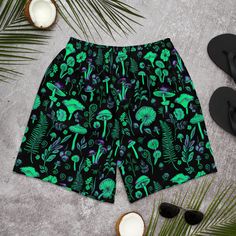 Stand out at your next Festival with theses Psychedelic Mushroom Shorts The Perfect addition for men's festival outfits.  Have fun in style at your next rave with theses shorts! * 91% recycled polyester, 9% spandex (fabric composition may vary by 3%) * Fabric weight: 5.13 oz. /yd. ² (174 g/m²) * Four-way stretch moisture-wicking microfiber fabric * Breathable and fast-drying material * UPF50+ protection * 6.5″ (16.5 cm) inseam * Elastic waistband with a flat white drawstring * Mesh side pockets Male Rave Outfits, Outfit Rave, Festival Outfits Men, Festival Outfits Rave, Music Festival Fashion, Outfits Rave, Music Festival Outfits, Music Festival Outfit, Rave Outfit