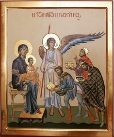 an icon depicting the birth of jesus