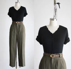 Academia Outfits, Knit Blouse, Business Casual Outfits For Work, Outfits For Work, Teacher Outfits, Casual Work Outfits, Modest Fashion Outfits, Alternative Outfits, Linen Trousers