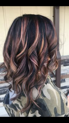 Copper And Blonde Highlights On Dark Hair, Mama Hair, 2023 Hair, Spring Hair Color, Fall Hair Color For Brunettes, Red Highlights