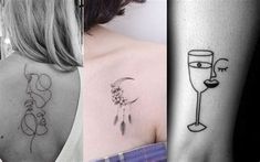 three different tattoos on the back of women's shoulder and upper half of their arm