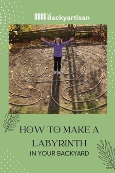 a woman standing in the middle of a garden with her arms outstretched and hands out