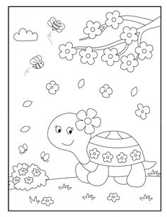 Turtle Coloring, Turtle Coloring Pages, Spring Coloring Pages, Cute Turtle, Animals Coloring, Cute Turtles, Animal Coloring, Spring Activities