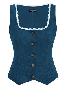 PRICES MAY VARY. SOFT CORDUROY FABRIC: The women pirate costume with high-quality corduroy adds texture and depth to your ensemble. It serves as an ideal layering piece provides warmth and comfort during the cooler months VINTAGE INSPIRED DESIGN: The vintage vest top featuring a timeless button-down front and delicate lace trim for a touch of Victorian charm FLATTERING FIT: This renaissance vest boasts a form-fitting design that hugging your curves in all the right places while providing a comfo Vintage Victorian Outfits, Blue Vest Women, Women Pirate, Corduroy Vest, Female Pirate Costume, Womens Waistcoat, Corsets Vintage, Corset Vest, Women Vest