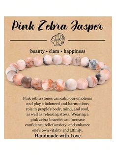 Collar  Stone   Embellished   Women's Fashion Jewelry Beads Meaning, Positive Energy Crystals, Pink Zebra Jasper, Motivational Bracelets, Made Accessories, Magical Stones, Zebra Jasper, Gemstone Meanings, Spiritual Stuff