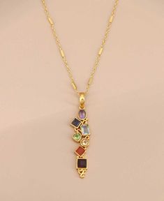 Mixed Geometry Chakra Gemstones Rainbow Gold Plated Necklace - Necklaces Amethyst Crown, Amethyst Chakra, Chakra Gemstones, The Seven Chakras, Pendant Designs, Buddha Jewelry, The Lotus Flower, Energy Centers, Seven Chakras