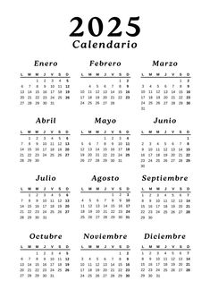 a calendar for the year 2012 and 2013 with spanish numbers in black on a white background