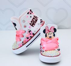 How adorable are these Minnie Mouse inspired converse! The perfect shoe to complete the look! Please leave your name needed in the notebox during checkout Visit the tutu section or search bar for the matching outfit! If you are unsure of sizing please scroll to the last photos for our size charts, or visit our size charts here--> https://pinktoesnhairbows.com/pages/size-chart All sales are FINAL, Ship dates can be found directly on the listing, please view our policies in detail here---> https://pinktoesnhairbows.com/pages/policies-terms-conditions Minnie Mouse Sneakers With Round Toe In Synthetic, Minnie Mouse Converse Diy, Converse Mini Mouse, Minnie Converse Shoes, Minnie Mouse Converse, Minnie & Mickey Painted Shoes, Minnie Mouse Shoes, Overalls Boys, Tutu Dress Costumes