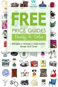 an advertisement for antiques and collectibles with the words free price guides on it