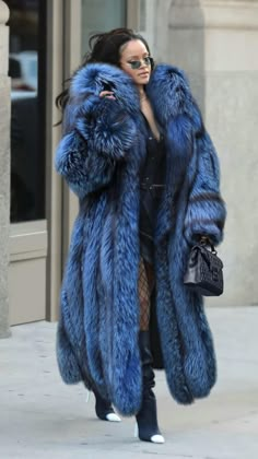 photo  • fur coat   • baddie   • rihanna   • outfit   • Blue Fur Coat, Looks Rihanna, Fur Coat Outfit, Long Fur Coat, Rihanna Outfits, Rihanna Looks, Fabulous Furs, Rihanna Style, Fur Coats Women