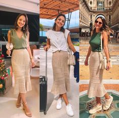 Midi Skirt Outfit, Fresh Outfits, Crochet Skirt, Sport Chic, Crochet Fashion, Skirt Outfits, Casual Chic, Casual Looks, Boho Fashion