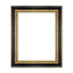 an empty gold and black frame on a white background