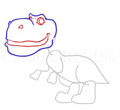 how to draw a cartoon dinosaur with colored pencils